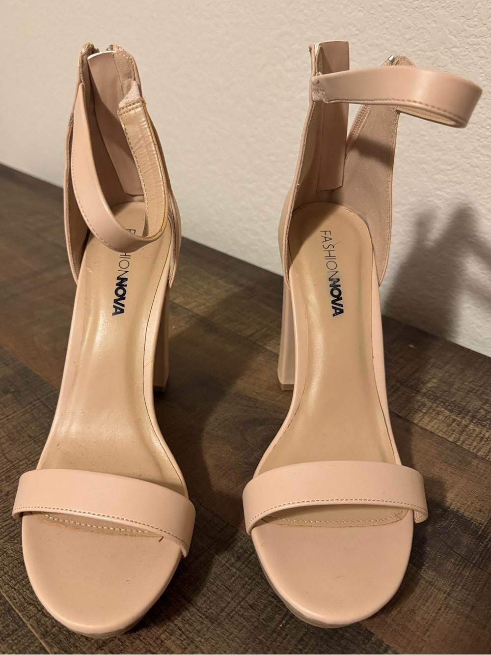 Fashion Nova Blush Pink Ankle-Strap Block Heels